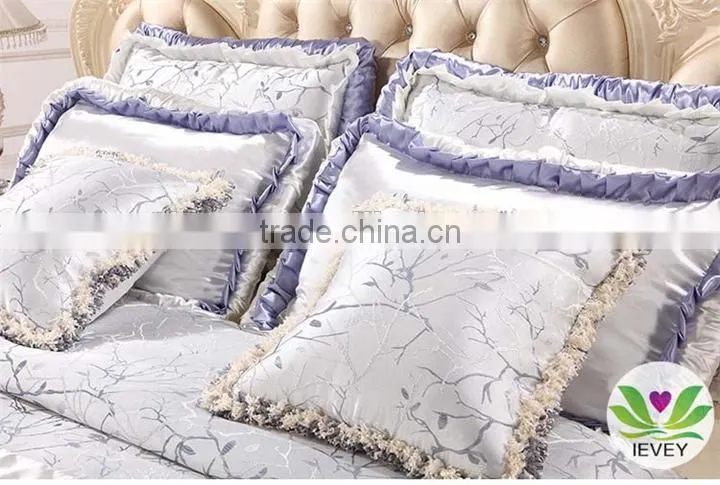 Royal silver and purple bedding set Luxury wedding bedding set 100% cotton embrodiery bridal bedding commerical bedding set