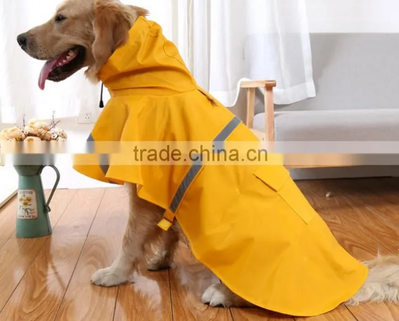waterproof PU reflective tage large size pet raincoat dog