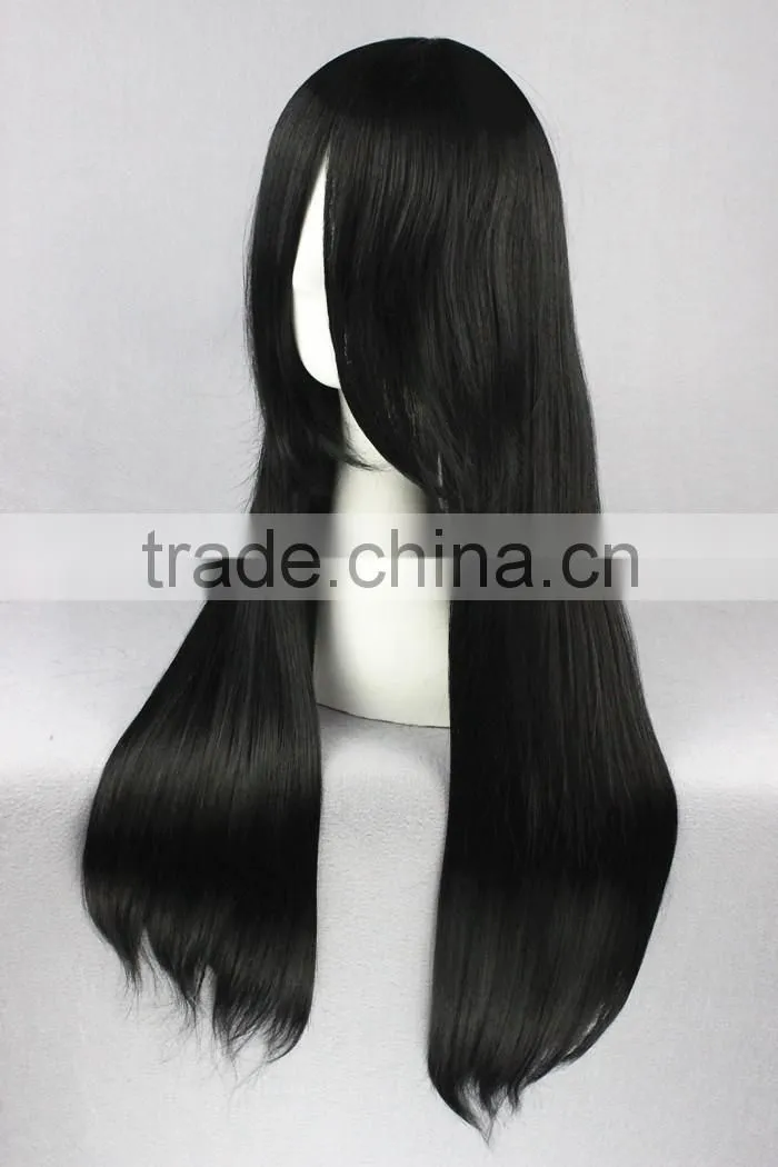High Quality 70cm Long Straight Bleach-Kuchiki Byakuya Black Synthetic Anime Wig Cosplay Hair Wig Party Wig