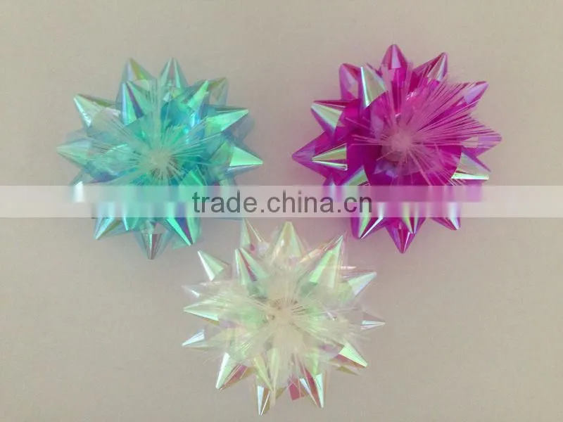 3.75" LED star ribbon bow Optical Fiber Gift Lighting Up Star Bows, Christmas Tree Decorative LED Bow, LED Ribbon Bow