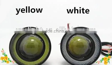 2015 guangzhou 12v 10w 3.5 inch LED fog light lamp projector lens with yellow red white blue angle eyes evil eyes