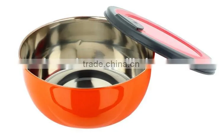 Color tableware mixing bowl tiffin box stainless steel keep food fresh Storage Boxes with plastic lid