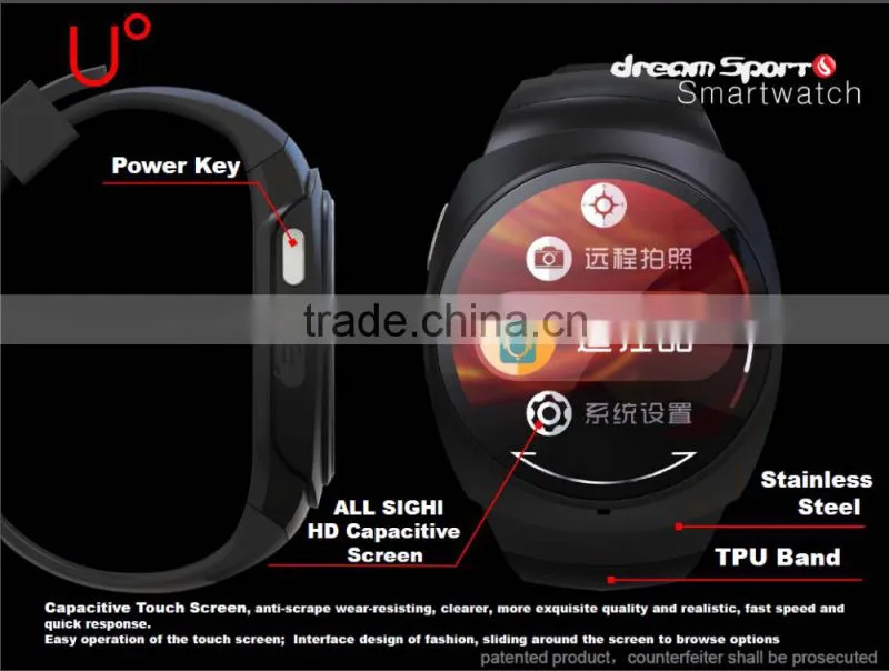 2015 New Style Bluetooth Round Shape Android & IOS Shenzhen Smart watch