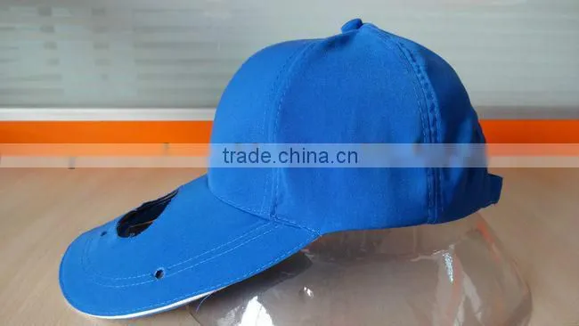 custom blank blue baseball solar fan cap