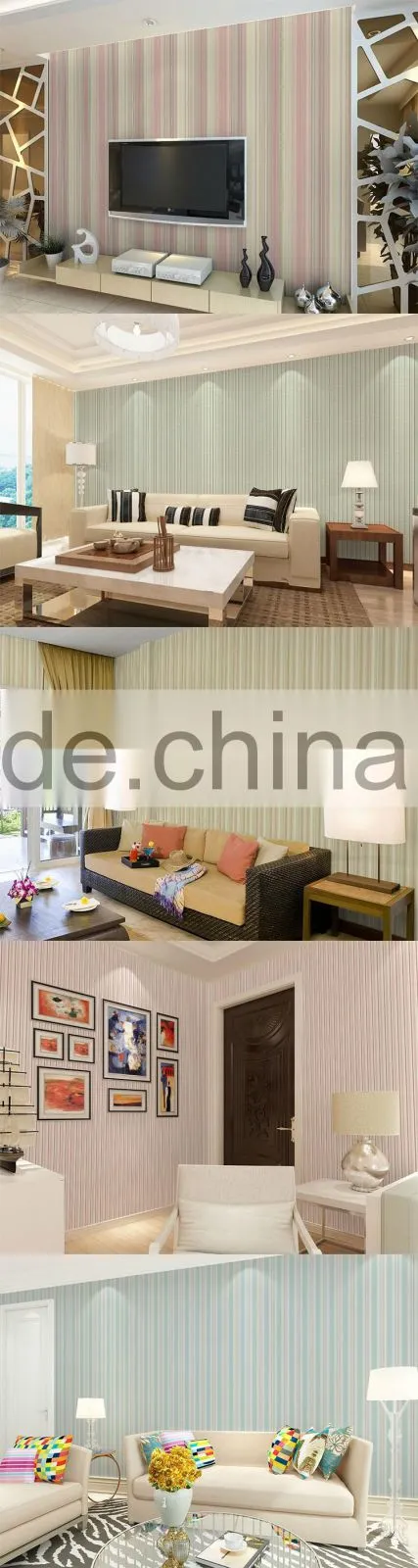 Professional Manufacturer Eco-Friendly Classic Stripe Style Style PVC Material Latest Design Waterproof Designs Wallpaper