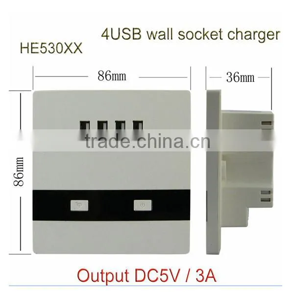 USB faceplate outlets with 4 usb socket