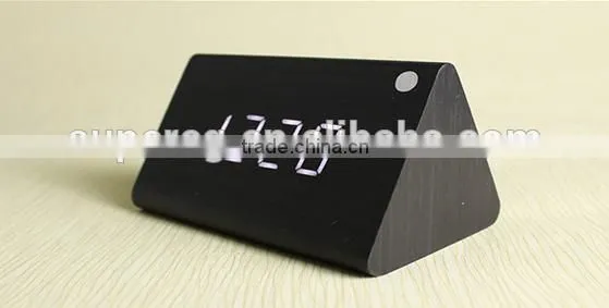 Brand New design style Digital LED Black Wooden Wood Desk Alarm Brown Clock Voice Control reloj despertador
