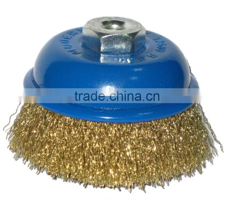 Crimped wire cup brush,cepillo taza latondo