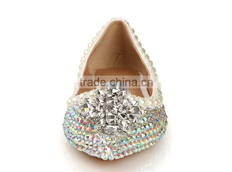 2015 New Model Rhinestone Flat Wedding Shoes For Bridals Elegant Shoes for Ladies