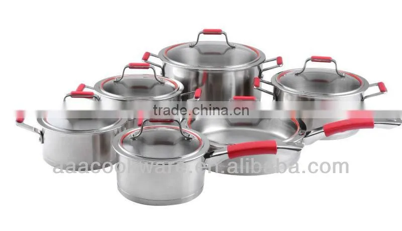 High quality 12pcs Stainless Steel Straight Shape Kitchenware Set with silicone handle for sale