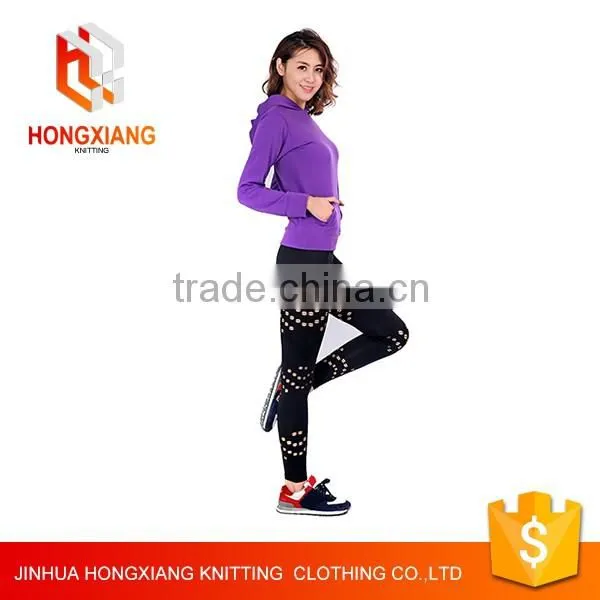 Hongxiang Women sports fitness yoga pants,High Waist yoga Leggings,black side cut hole gym leggings tight pant