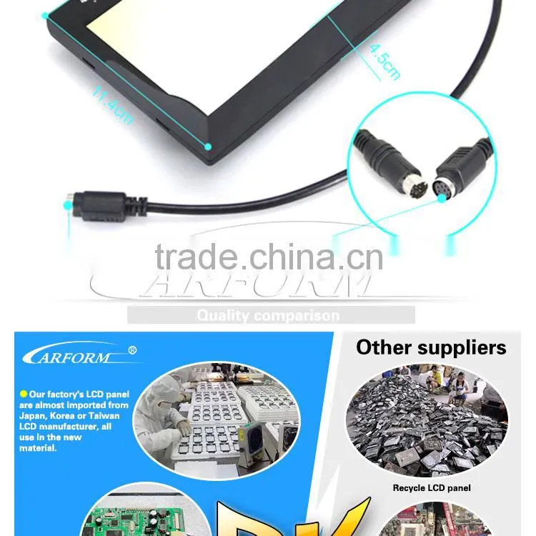 7 inch car lcd monitor with 12v dc input for bus and truck