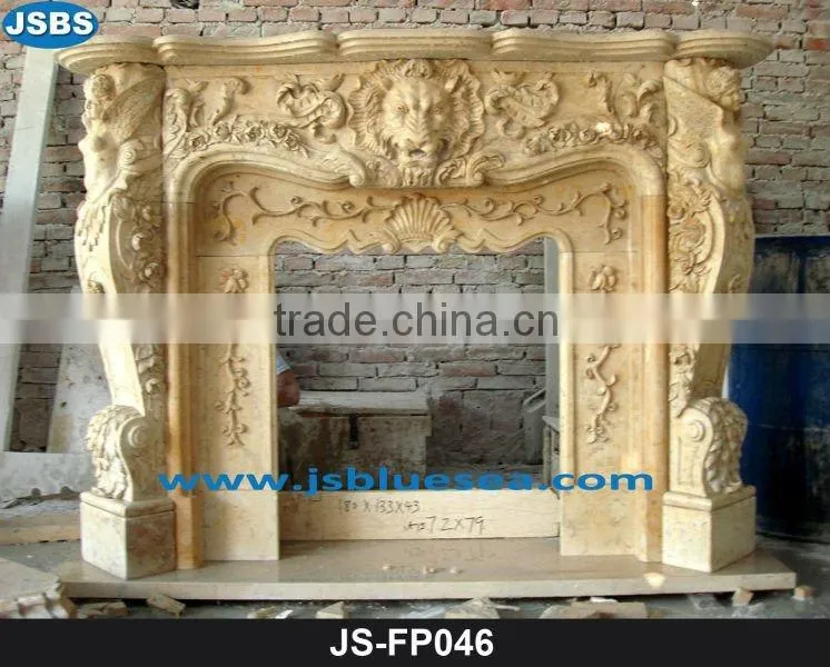 Marble Fireplace with Lion face JS-FP010Y- more photos for chosing!
