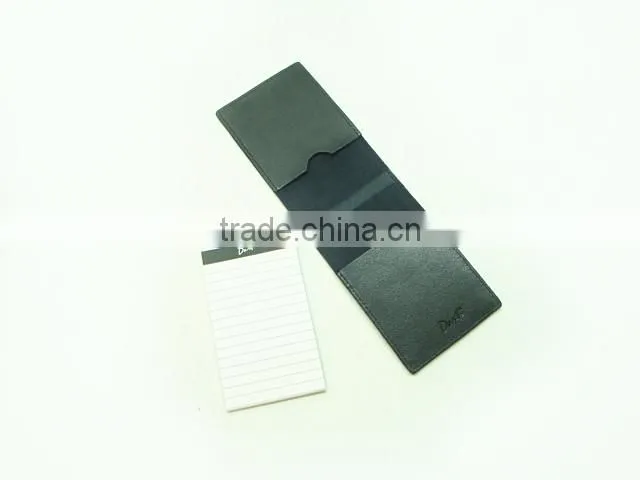 Black Fashion Top Quality Bifold Mini Leather Portable Notepad Case