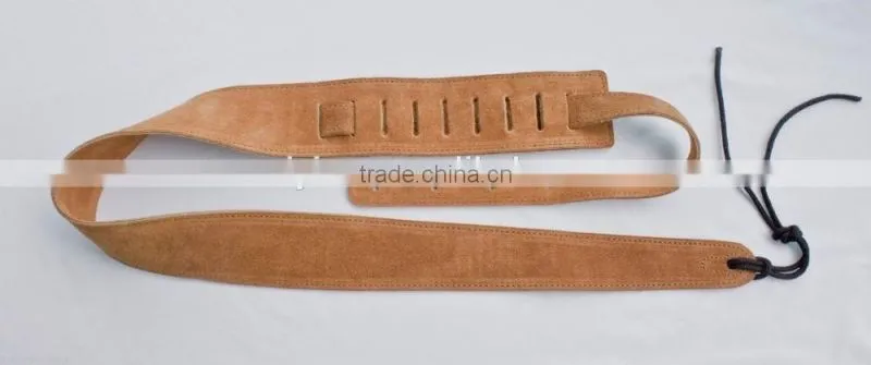 Guitar strap soft tan suede leather for acoustic&electric