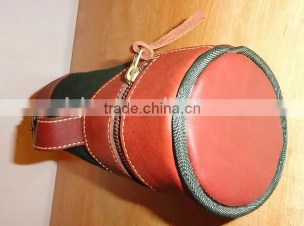 Fashion Design Handmade Faux PU leather antique wine carrier