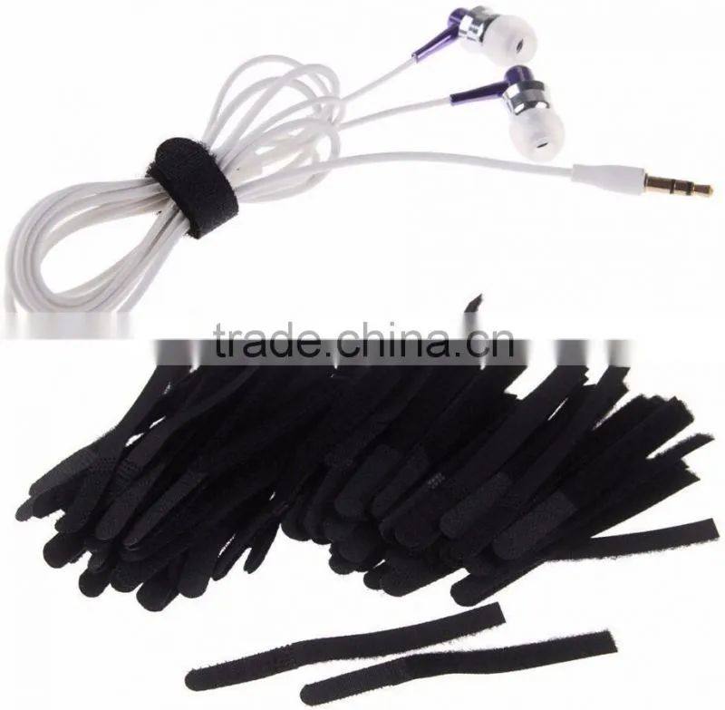 Black Reusable Hook And Loop Tape Cable Ties Tidy Straps Organiser