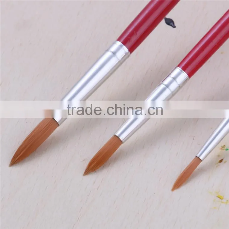 Wholesale China 3Pcs Fine Nylon Hair Wooden Handle Art Paint Brush Manufactures
