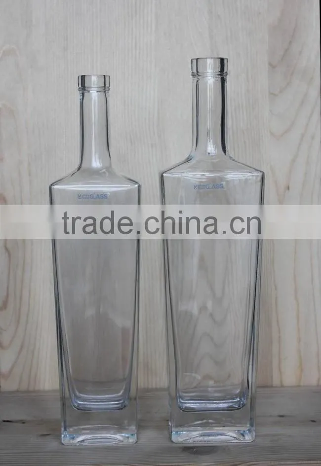 Factory direct 750ml glass liquor bottles, square glass liquor bottles