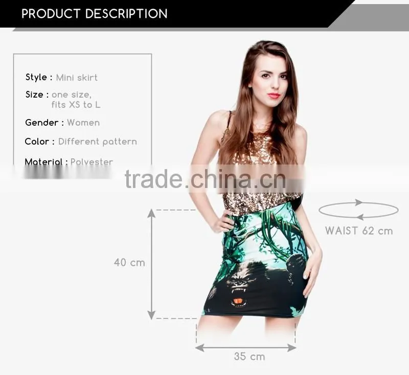 mature women hot panther fur girls tight slim mini skirt high quality 3d digital full print custom hot sale tube stretchy skirt