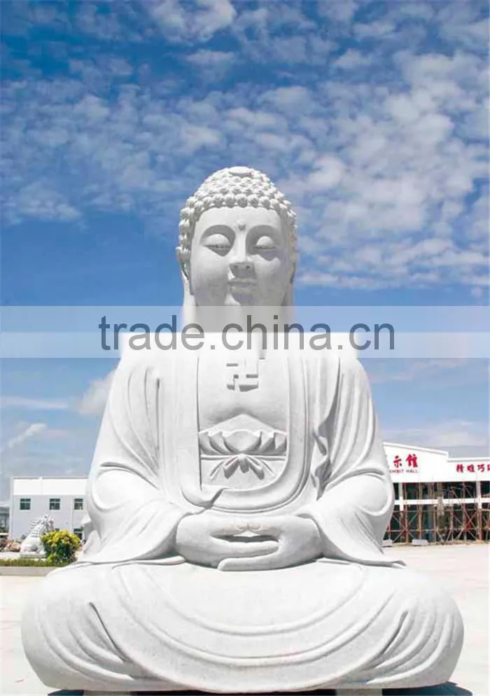 White Stone Carvsing sitting Buddha Sculpture