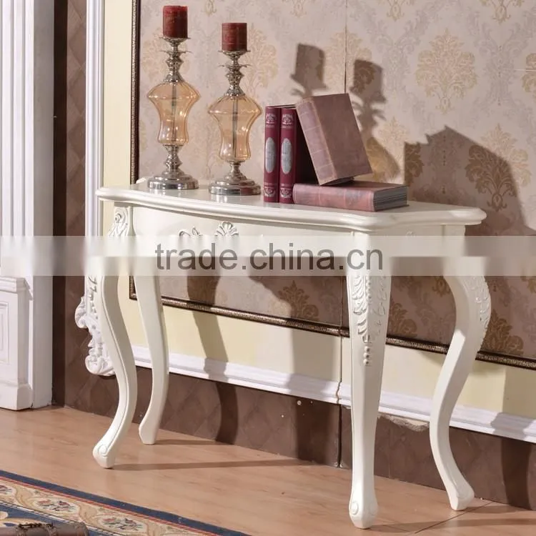 Italy Design Luxury Dining Room Silver Painted Carving Classic Console Table