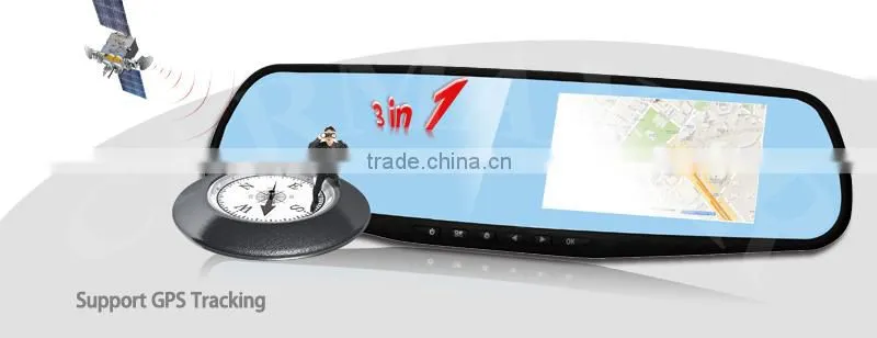 Private OEM Dual Camera 1080P Parking Mode GPS car dvr rearview mirror for world