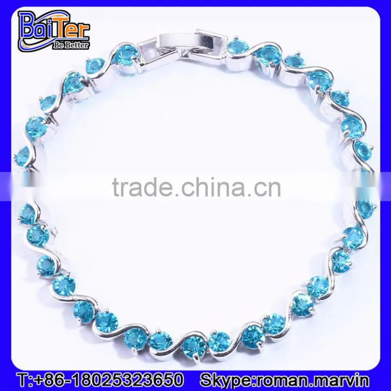 Wholesale Women Jewelry 925 Stelring Silver Synethic Fire Opal Bracelet