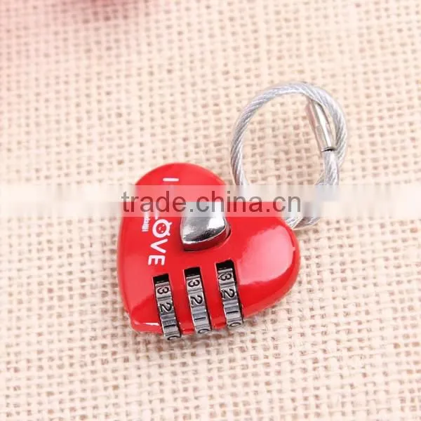 High Quality Mini Heart-shaped Padlock Heart Shape Resettable Combination Cable Lock Luggage Password Lock