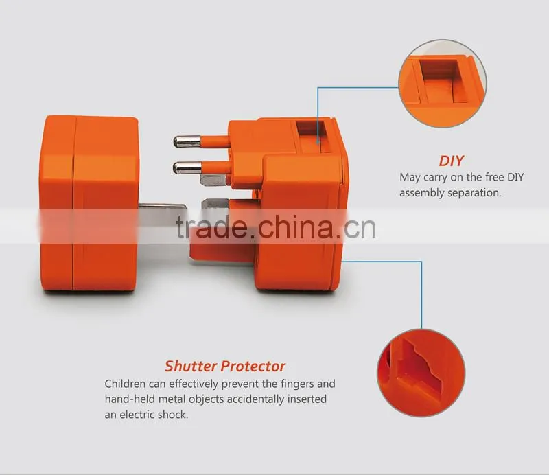 GENJOY CE ROHS NEW PC factory price Germany power cord travel adapter world adapter plug