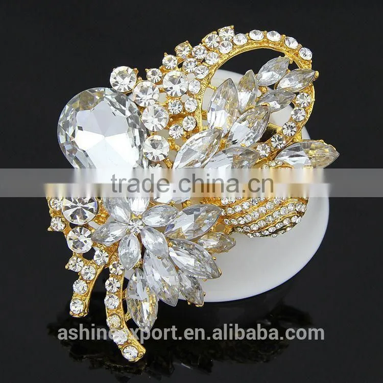 Bright bridal bulk crystal rhinestone flower brooch/handmade rhinestone brooch