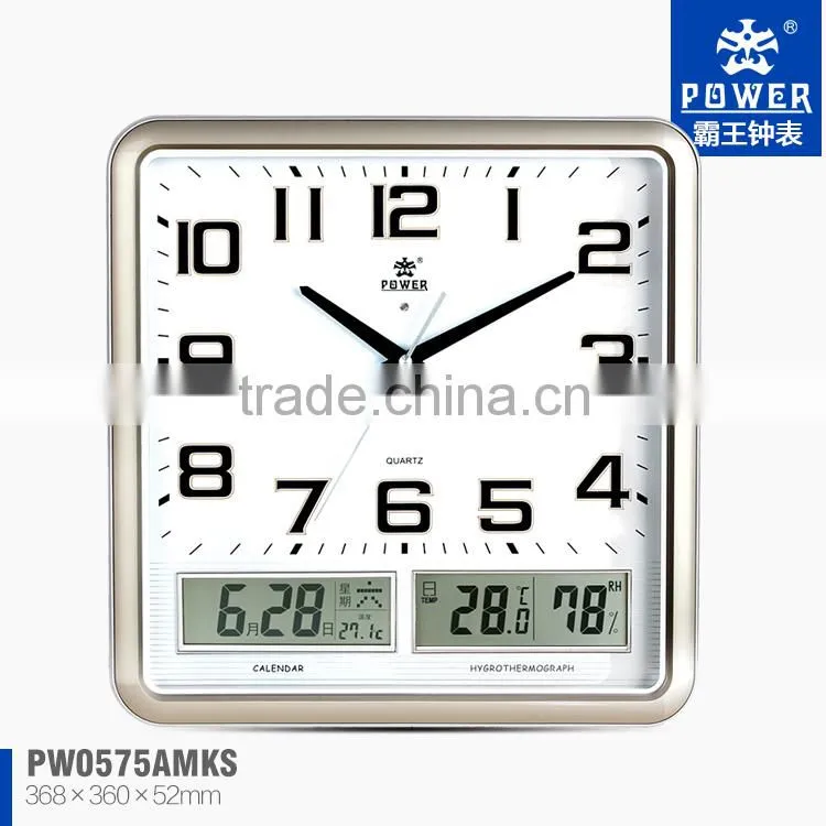 Plastic LCD clock,Home wall clock with Calendar,Battery clock