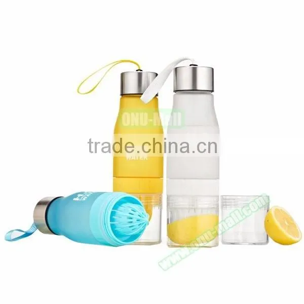 Free BPA 650ml Portable Food Grade Lemon Water Bottle with Fruit Infuser