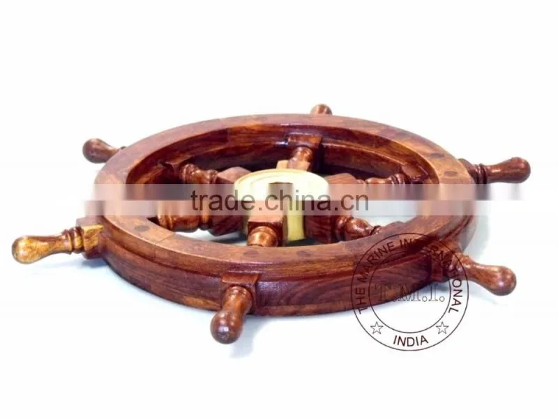 WOODEN NAUTICAL SHIP WHEEL 15"