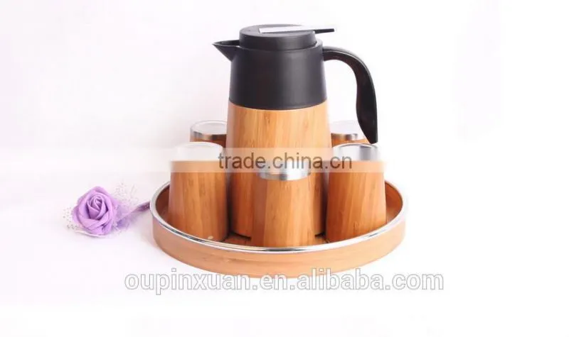 Nature bamboo coffee pot with seamless steel,bamboo drinkware