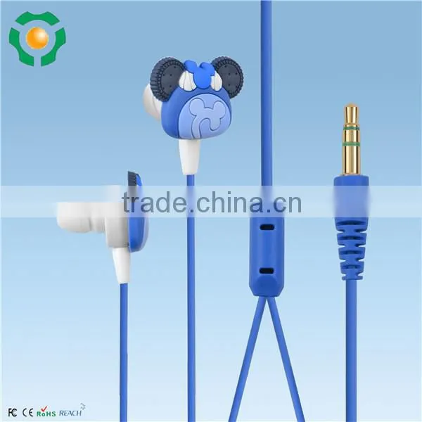 Lovely Catoon Custom Rubber Earphone Cute Colorful Silicone Earbuds For Mobile Phone