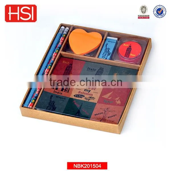 pencil memo pad stationery set printed hard cover notebook