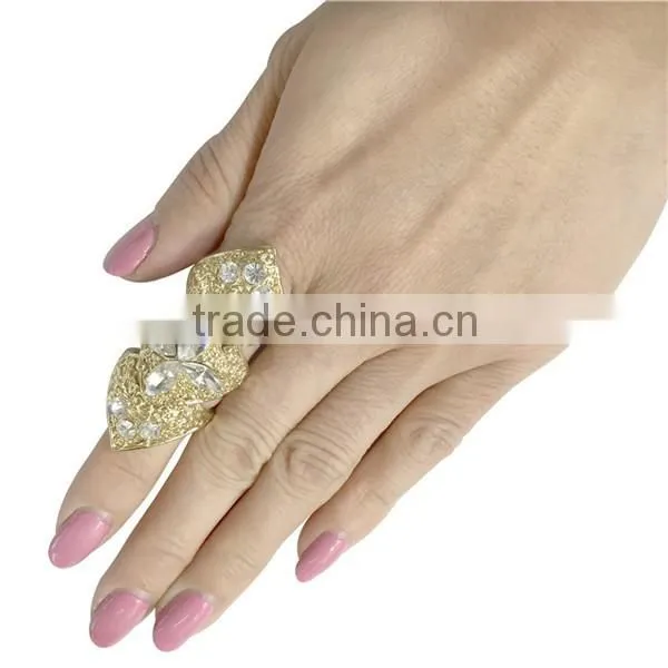 New Arrival Hollow Crystal Link Finger Ring Womens Fashion Ring Jewelry