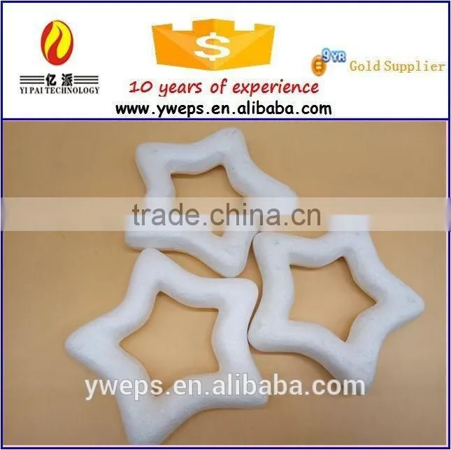 White styrofoam hollow star shape wreath ring/polystyrene christmas star