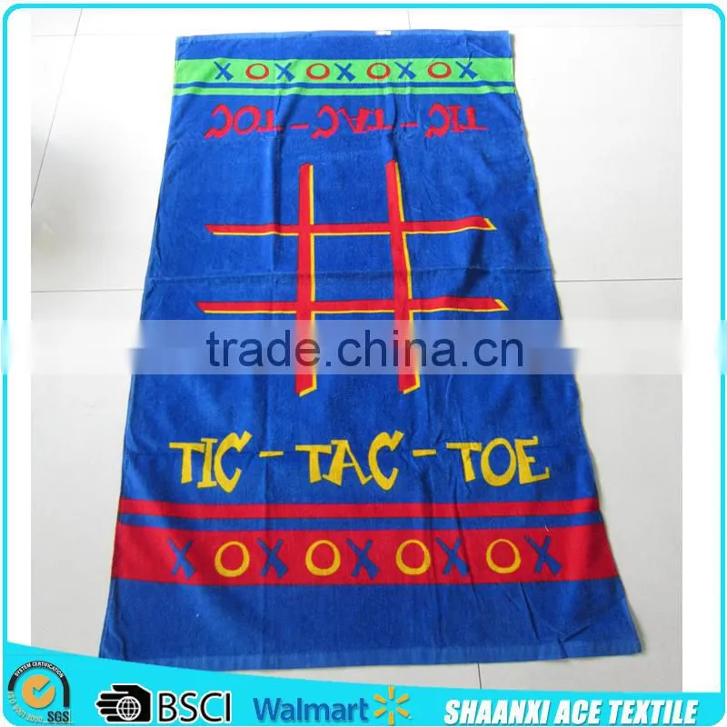 Reactive printed tic tac toe game towel/customer printed game beach towel XO game towel printed
