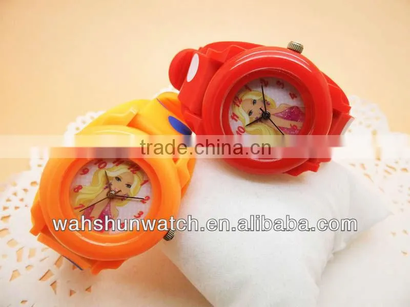 pretty girl photograph dial red and orange plastic hologram wristwatch made in China watch factory