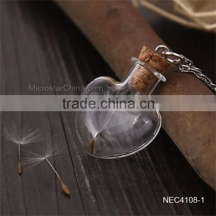 8 Designs DIY Creative Drift Bottles Glass Pendant Necklace Dandelion Necklace