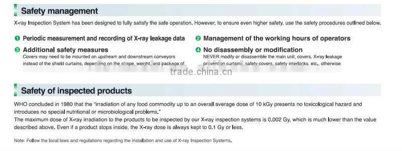 Industrial X-ray machine for detect foreign matter in food industry