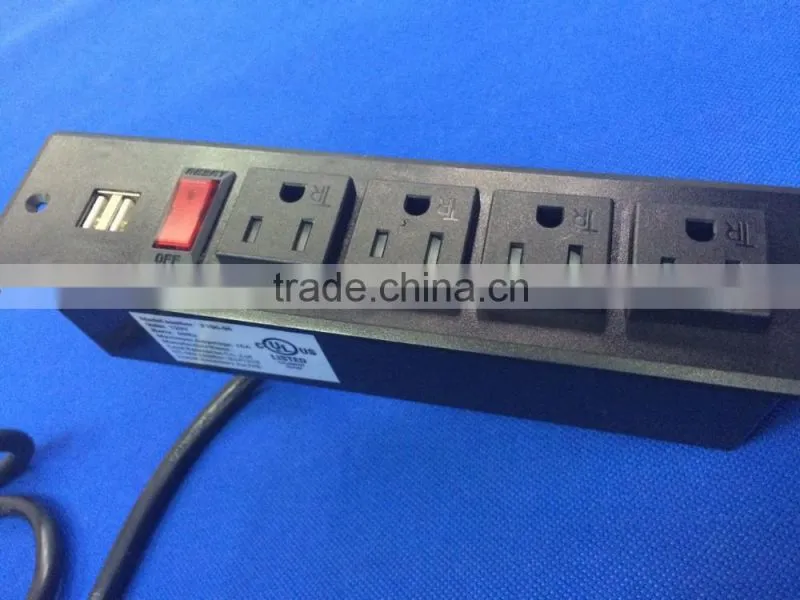 American 4-outlet with switch&2USB power socket