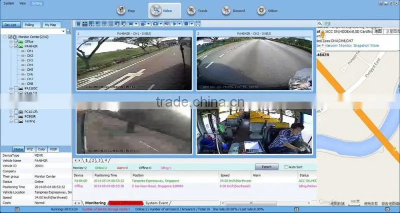 Dual SD Card 128G 4 CH Linux Car Mobile DVR , City Bus Mobile Dvr Surveillance System