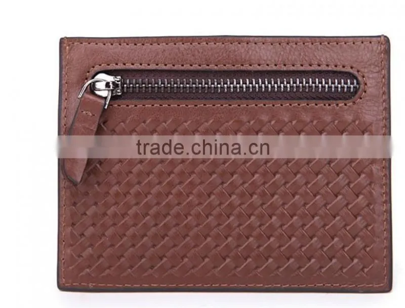 Factory OEM super slim full protect snap closure lightweight braided leather slim bag