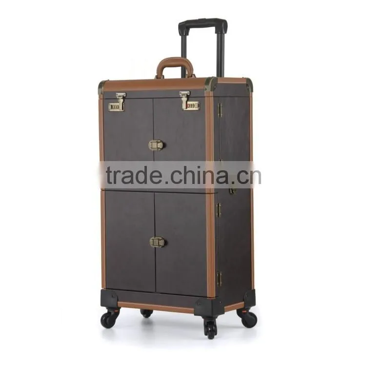 Professional & Stylish pvc trolley beauty case, pvc wheeled makeup case, pvc trolley hairdressing case