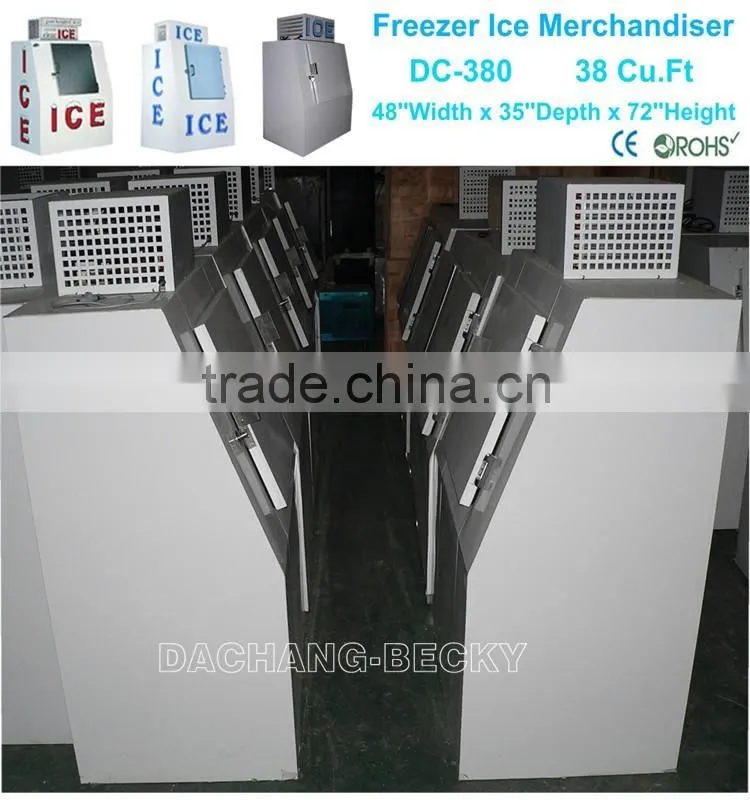 DC-380 packaged ice storage freezer with slant door