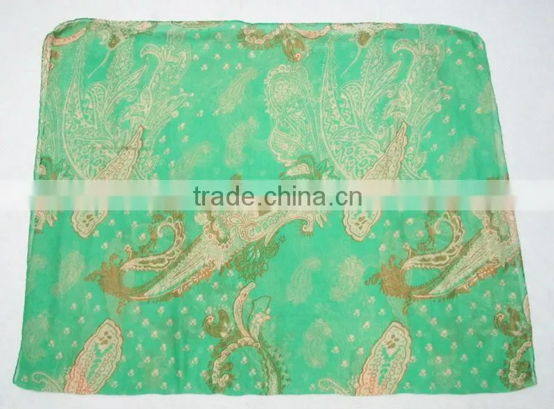2014 hot sale fashion large size pareo green pareo polyester voile beach pareo