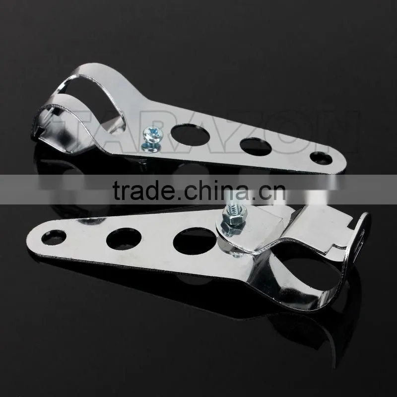 Motorcycle Custom Cafe Racer Bobber Chrome Headlight Brackets For 35-43mm Forks